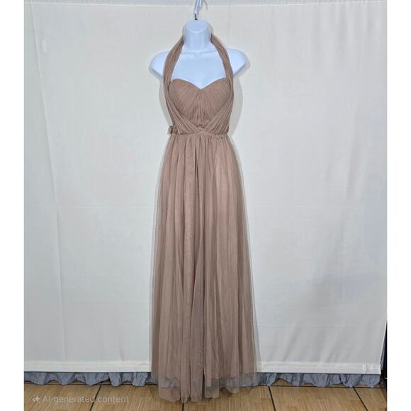 Birdy Grey Christina Convertible Dress Tulle Sandy Taupe Medium - Picture 1 of 7
